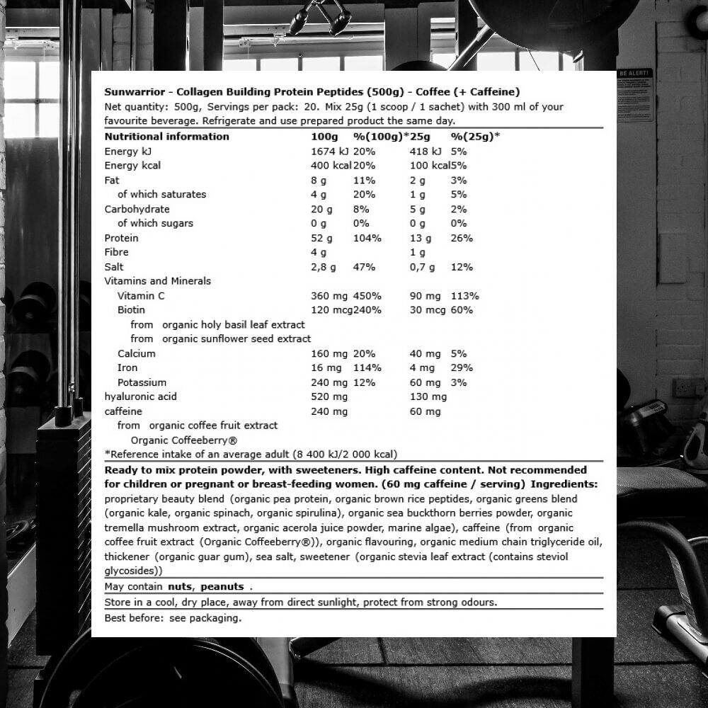 Sunwarrior Collagen Building Protein Peptides (500g) Coffee (+ Caffeine) 3/3
