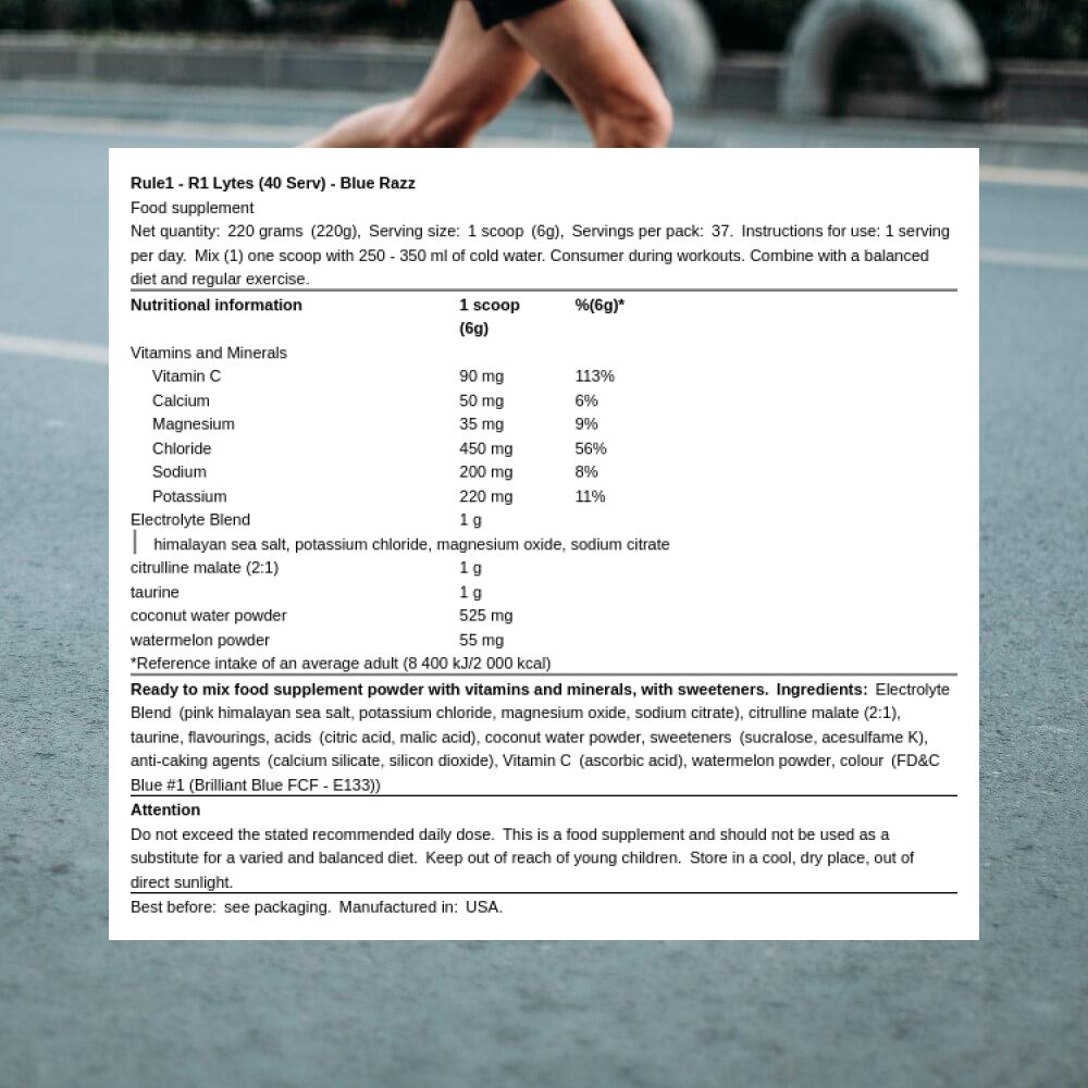 Rule1 R1 Lytes (40 Serv) Blue Razz - Énergie et endurance - Electrolytes 3/3