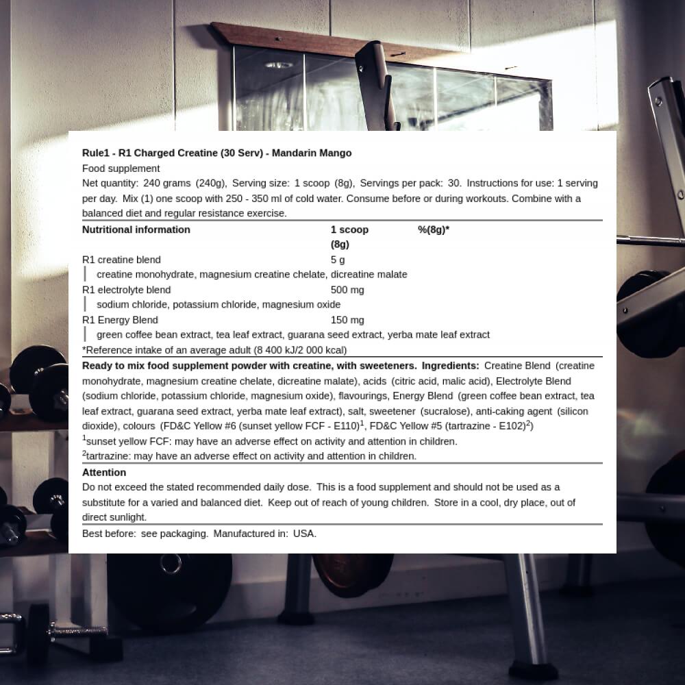 Rule1 R1 Charged Creatine (30 Serv) Mandarin Mango - Créatine 3/3