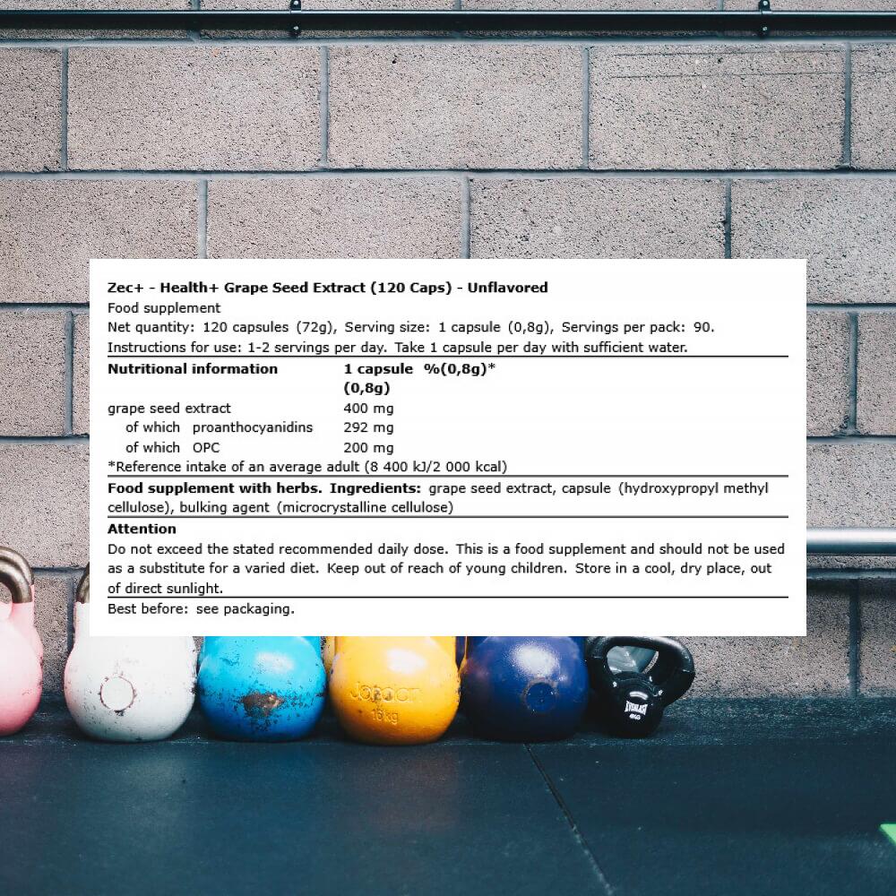 Zec+ Health+ Grape Seed Extract  (120 Caps) Unflavored 3/3