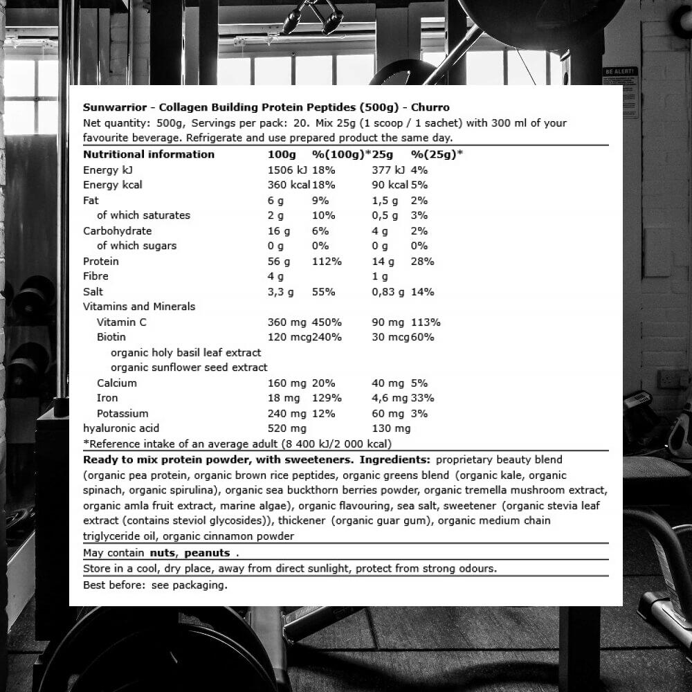 Sunwarrior Collagen Building Protein Peptides (500g) Churro - Protéines 3/3
