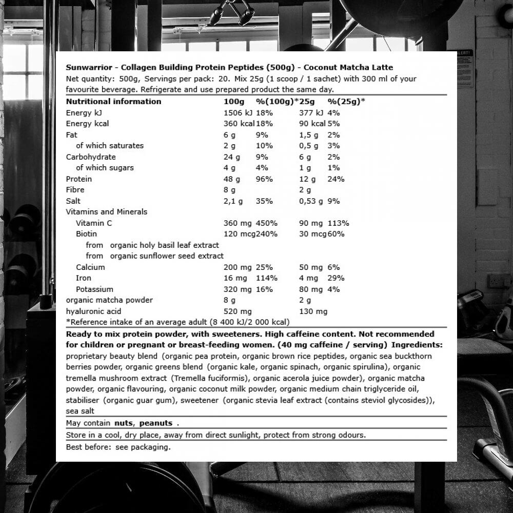 Sunwarrior Collagen Building Protein Peptides (500g) Coconut Matcha Latte 3/3