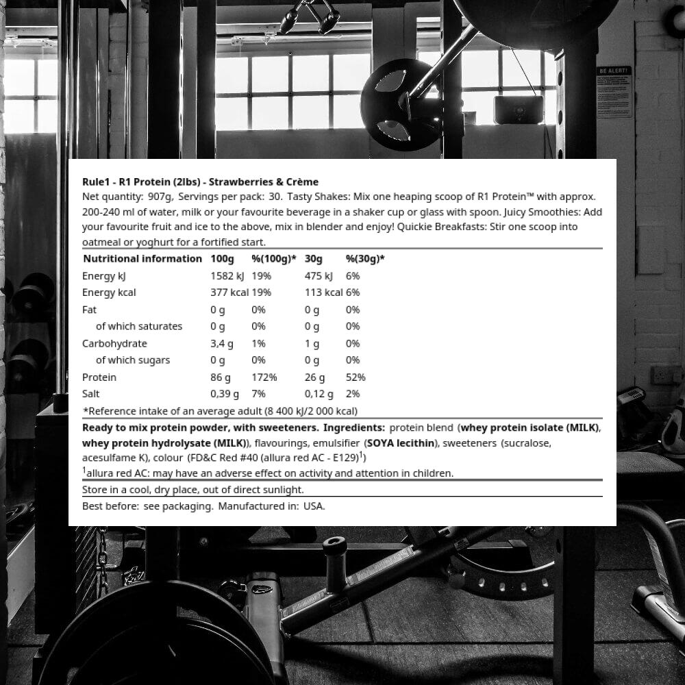 Rule1 R1 Protein Whey Isolate (2lbs) Strawberries & Crème - Protéines 3/3