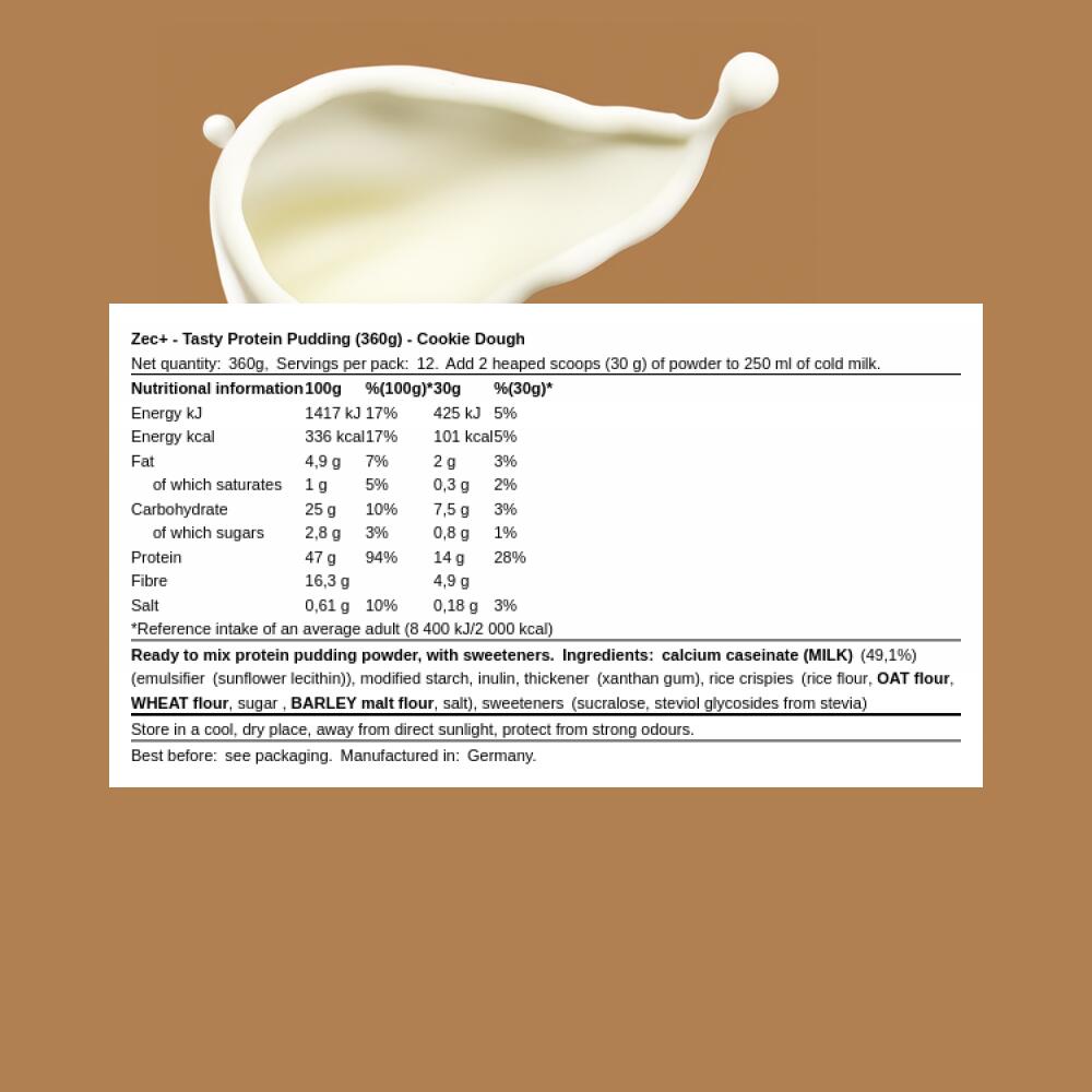 Zec+ Tasty Protein Pudding (360g) Cookie Dough - Aliments fonctionnels 3/3