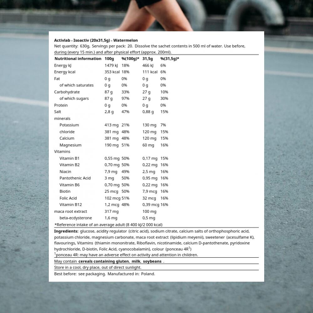 Activlab Isoactiv (20x31,5g) Watermelon - Énergie et endurance - Electrolytes 3/3