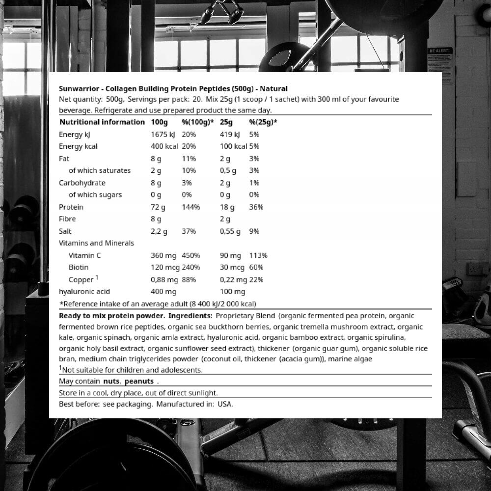 Sunwarrior Collagen Building Protein Peptides (500g) Natural - Protéines 3/3