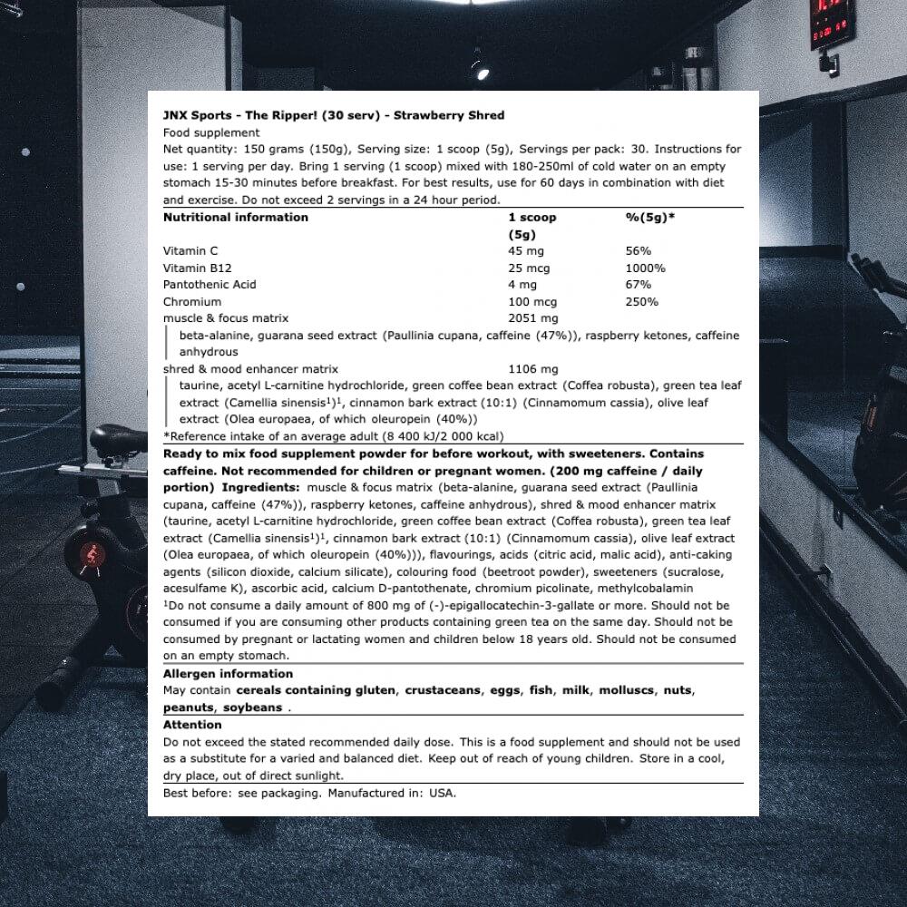 JNX Sports The Ripper! (30 serv) Strawberry Shred - Régime et gestion du poids 3/3