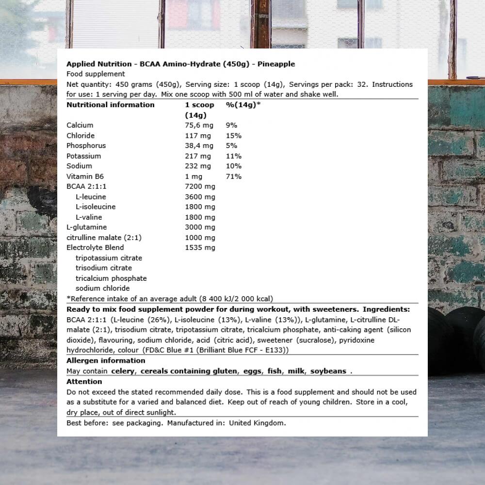 Applied Nutrition BCAA Amino-Hydrate (450g) Pineapple - Acides aminés - BCAA 3/3