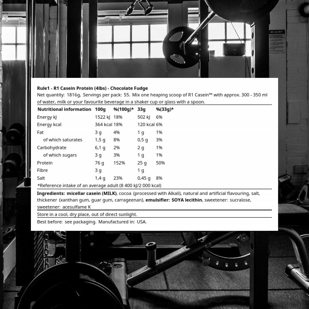 Rule1 R1 Casein Protein (4lbs) Chocolate Fudge - Protéines - Caséine 3/3