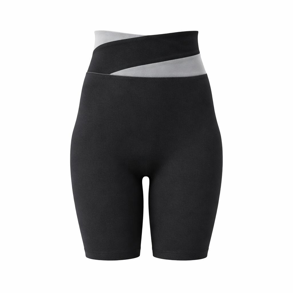XXL Black Color-Block High-Waist Yoga Shorts
