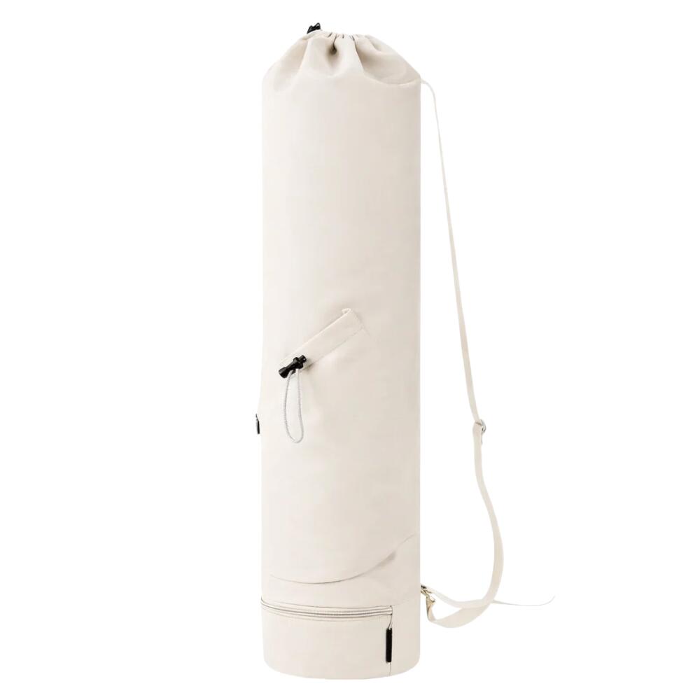 Yoga Bag with Drawstring and Storage Compartment - White