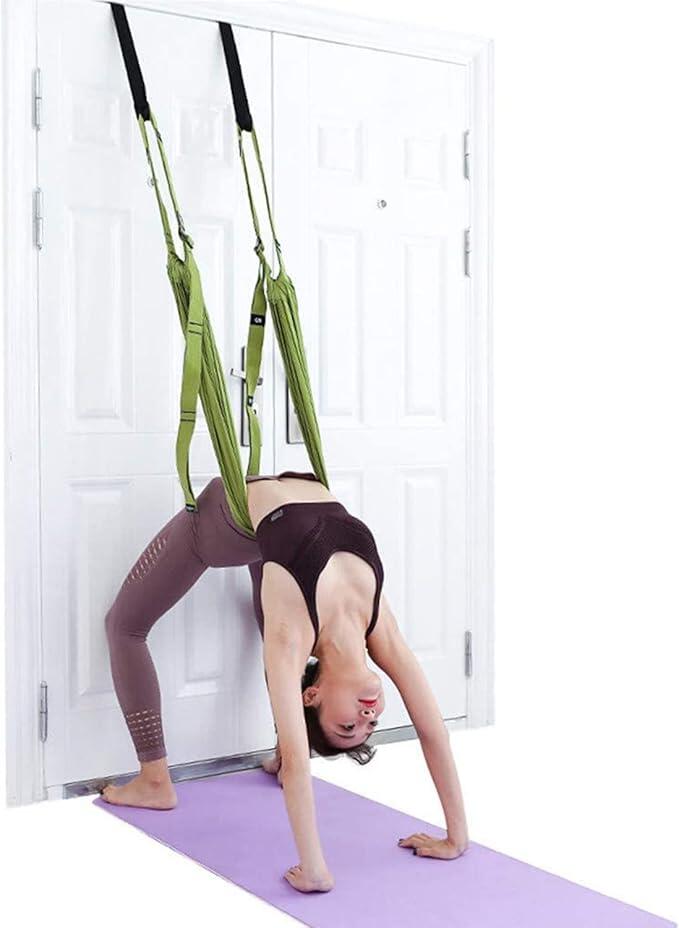 Door-Hanging Yoga Hammock for Backbend & Stretching (Green)