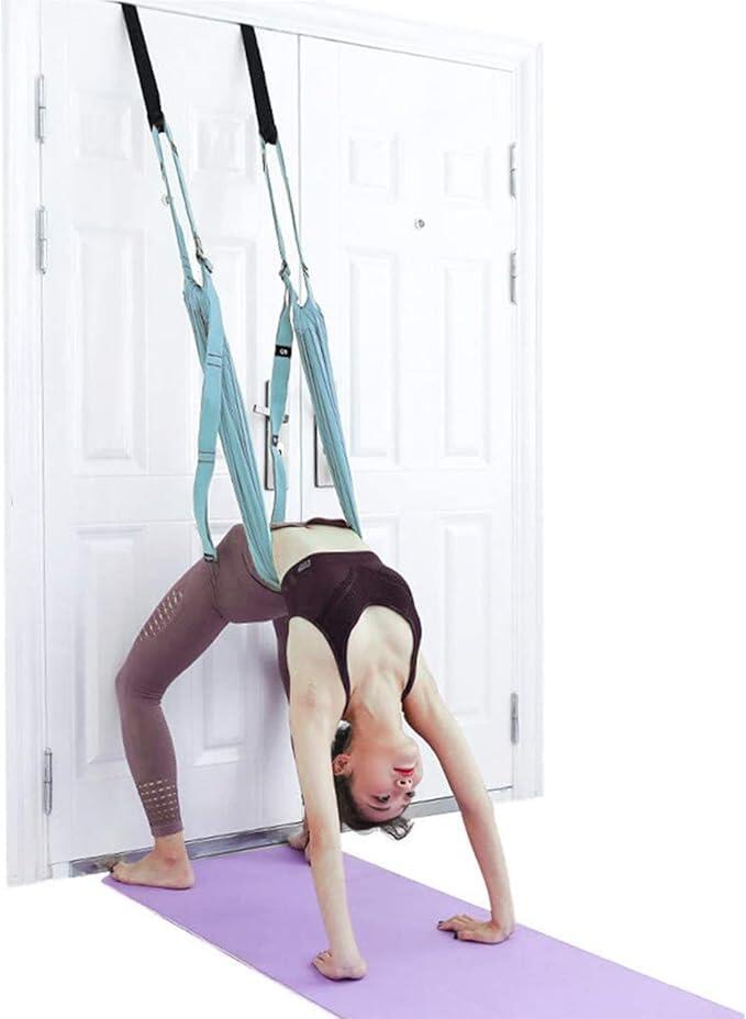 Door-Hanging Yoga Hammock for Backbend & Stretching (Blue)