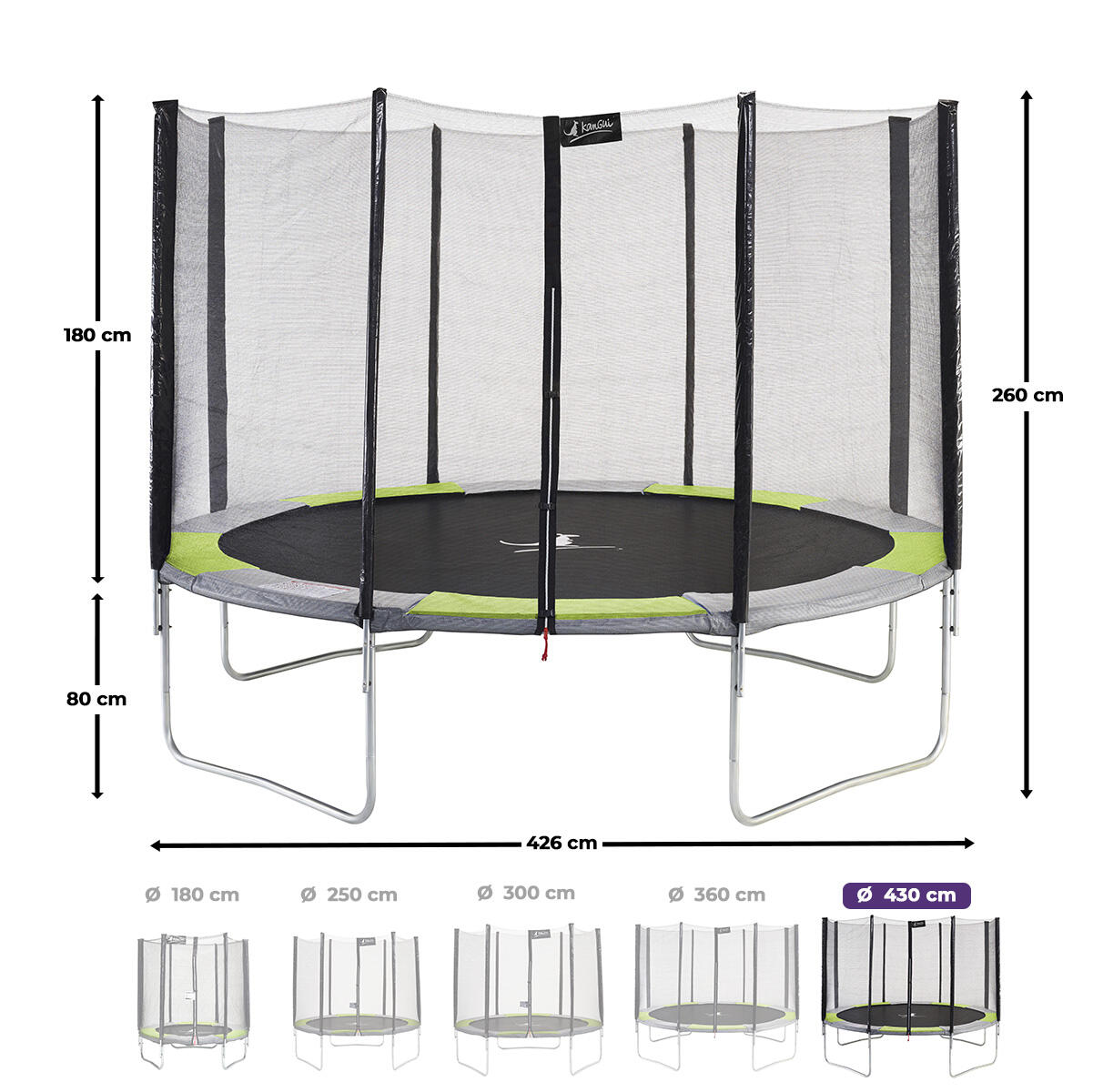 Trampoline RALLI Ø 430 échelle bâche ancrage vert gris – Garantie 5 ans 3/7