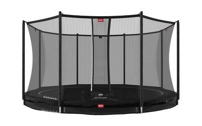 Trampoline favorit inground 430 + veiligheidsnet comfort grijs
