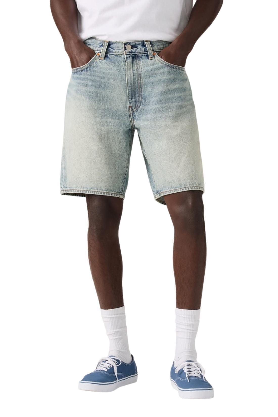 Bermudas - Casual - Homme - Coupe relaxed, 100% coton, style bermuda - Bleu. 3/4