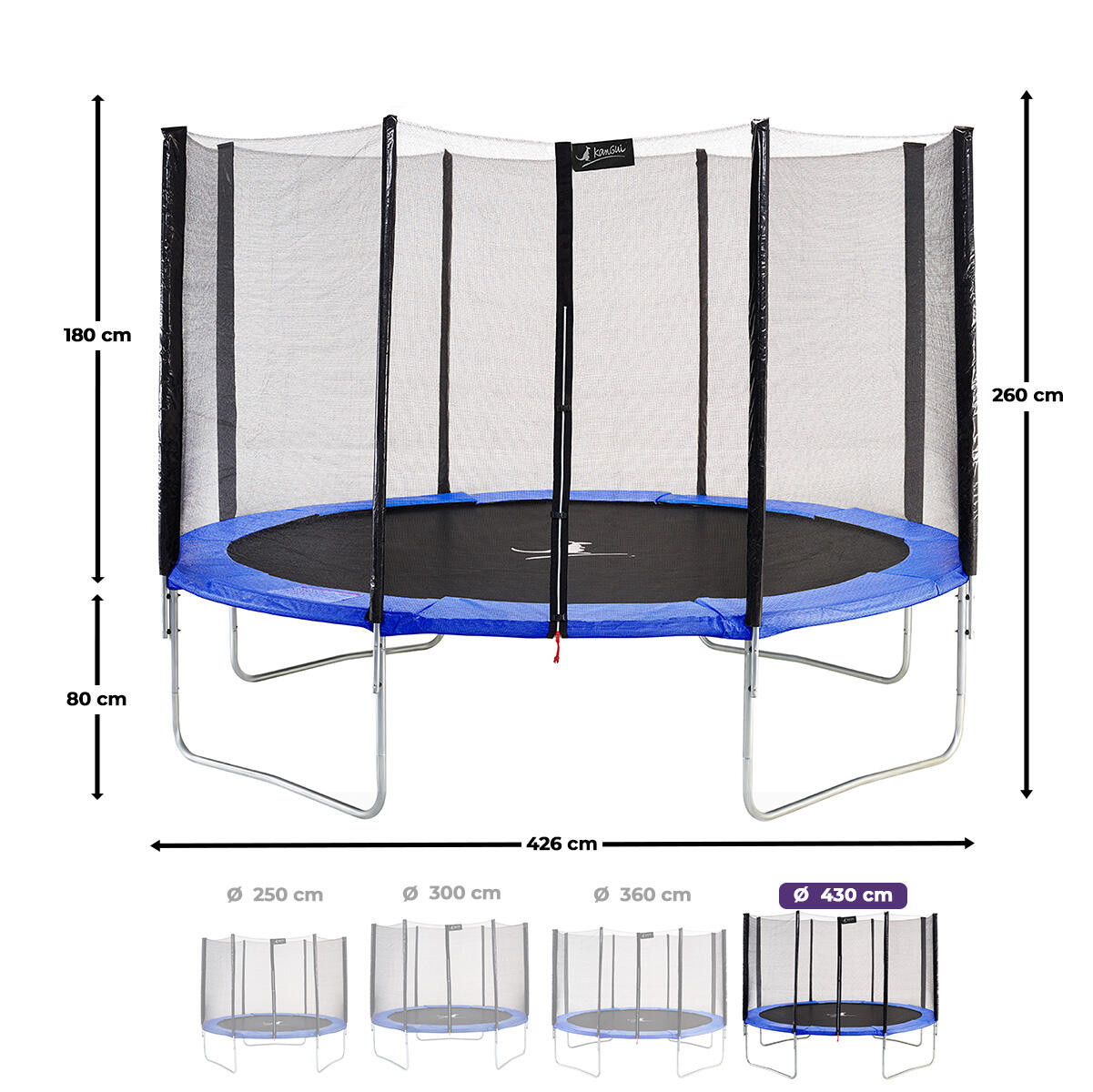 Trampoline Ø 430 cm avec filet sécurité jardin extérieur – Garantie 5 ans 3/6