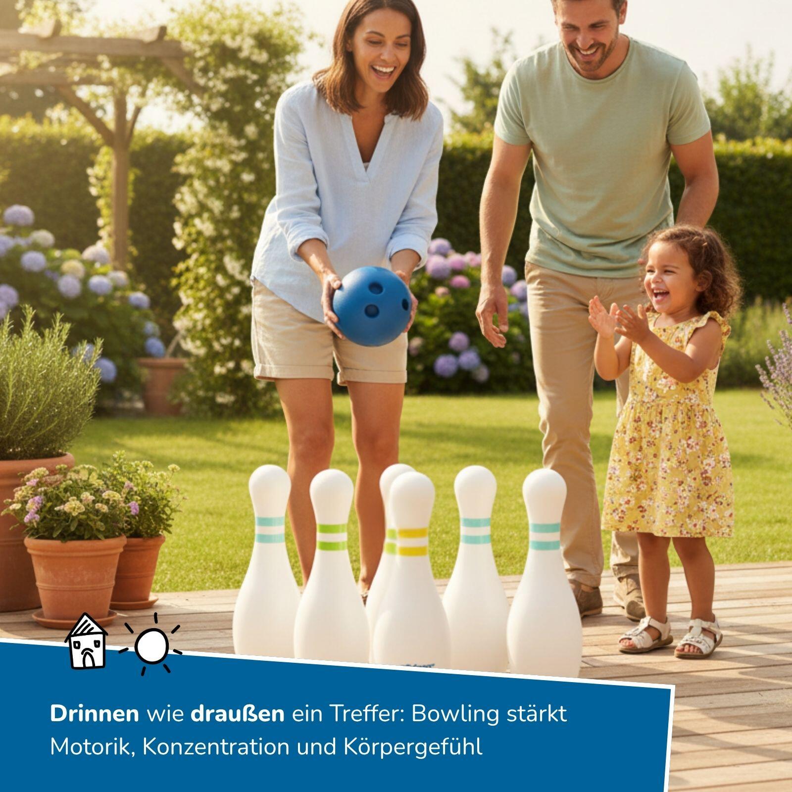 XXL Bowling & Bewegungsspiele für Kinder, ideal für Geburtstag draußen & drinnen 4/7