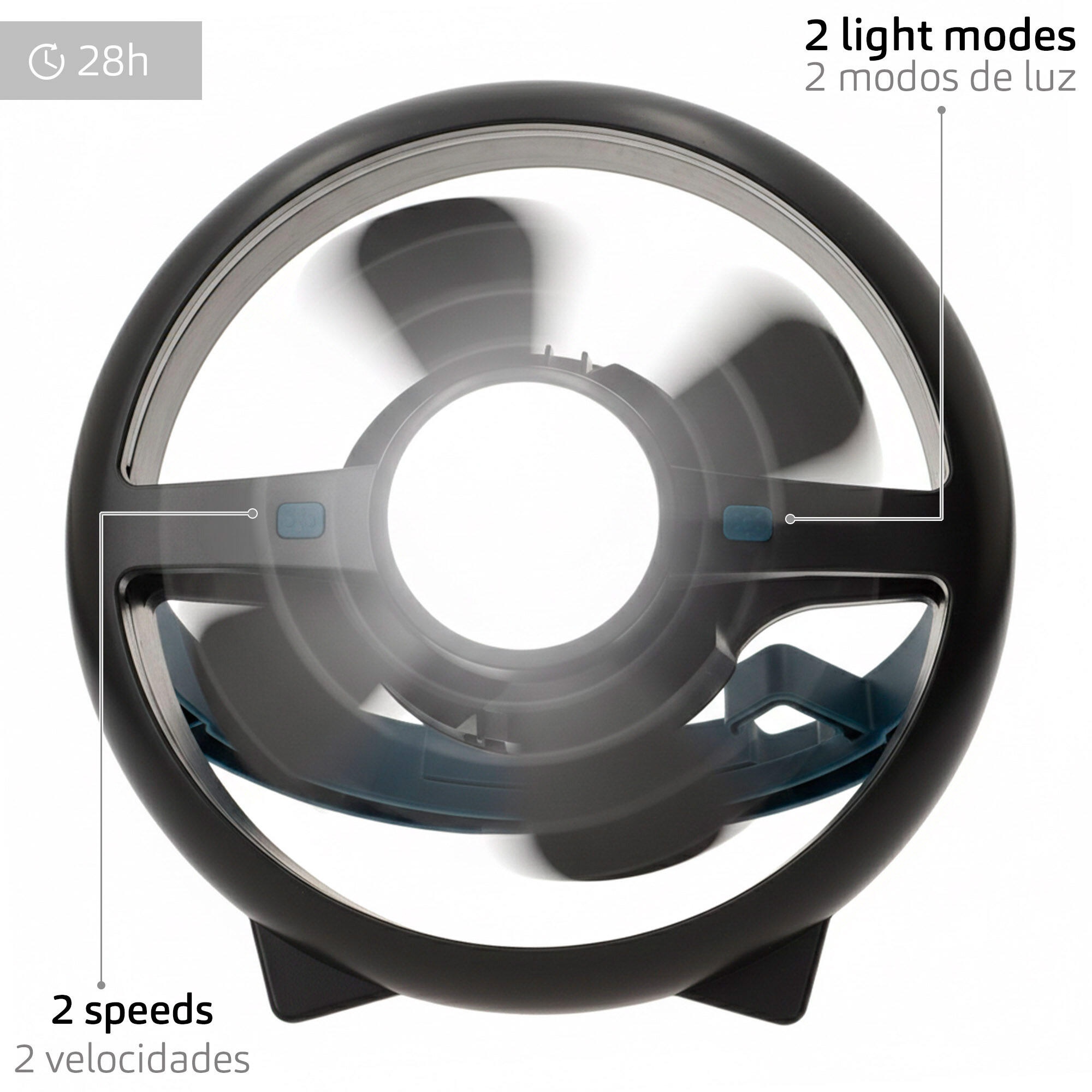 Lampe LED 3 en 1 avec ventilateur, batterie externe et câble USB 2/7