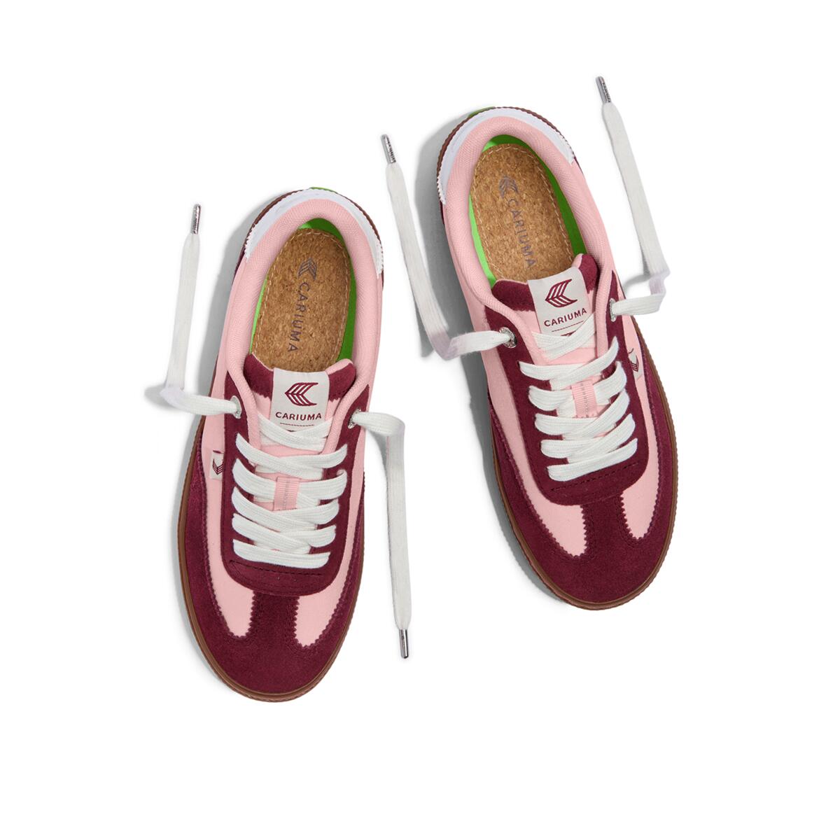 Sneakersy skórzane Cariuma TOCA Nylon Teak Bright Rose Suede Cabernet Red 5/6