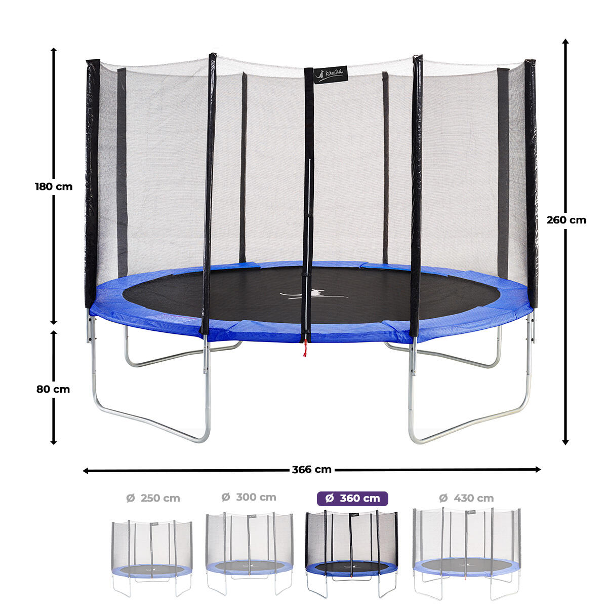 Trampoline Ø 366 cm avec échelle bâche ancrage – Garantie 5 ans 3/6