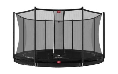Trampoline favorit inground 380 + veiligheidsnet comfort groen