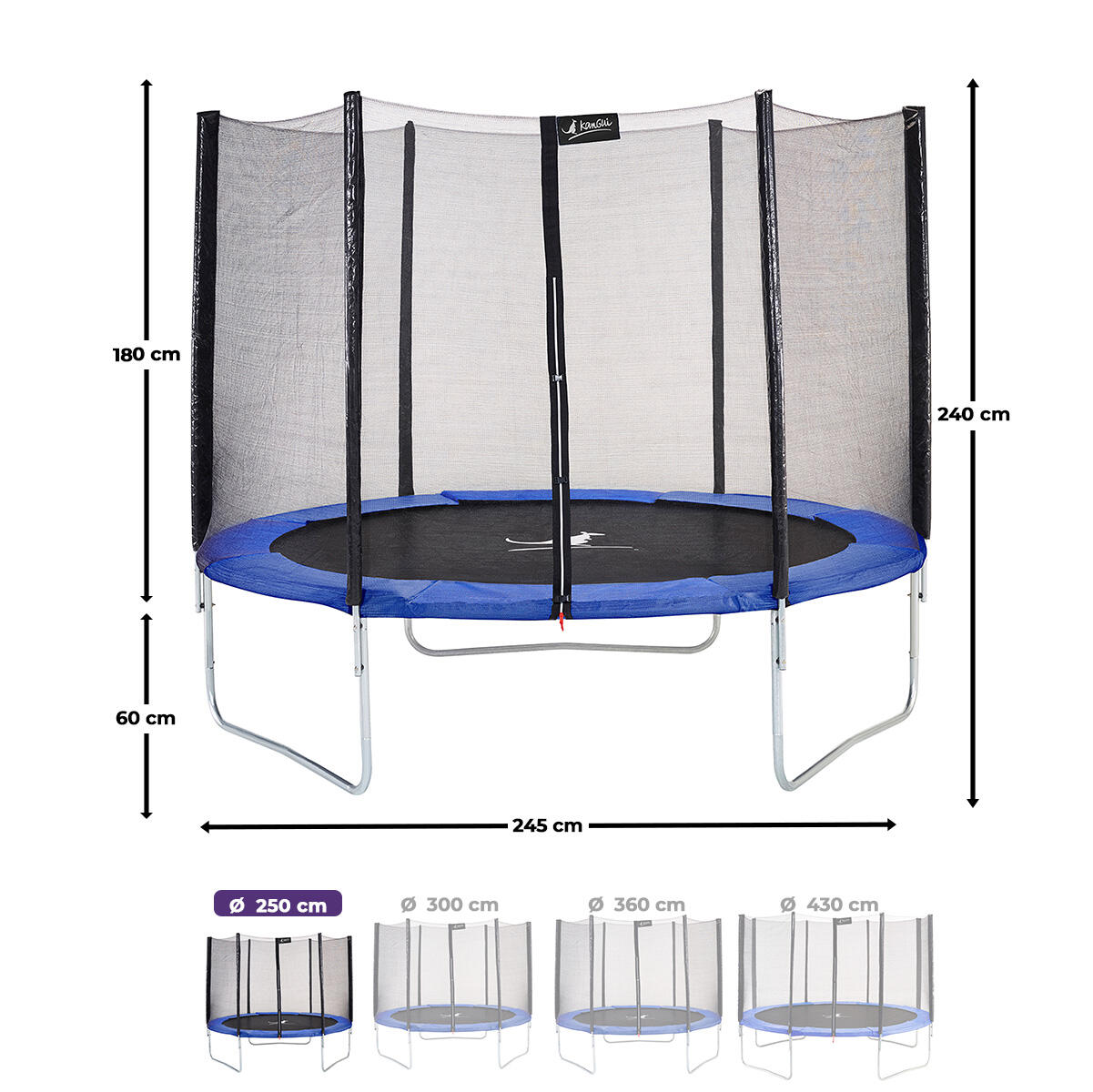 Trampoline Ø 250 cm avec filet sécurité jardin extérieur – Garantie 5 ans 3/6