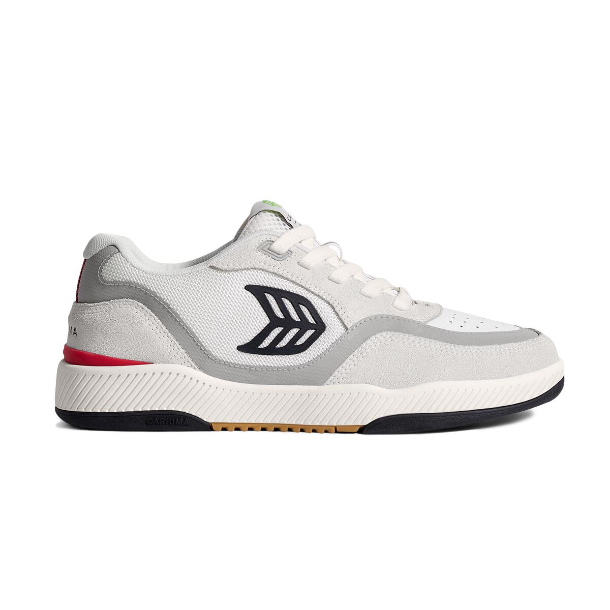Buty Cariuma Uba Pro Smoke White Suede Off-White Mesh Black Logo Red