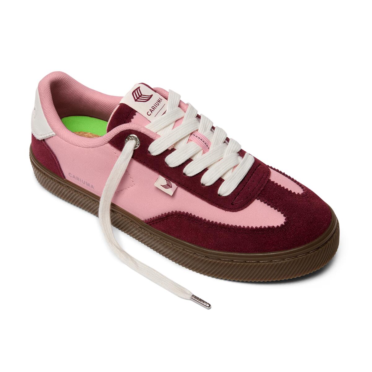 Sneakersy skórzane Cariuma TOCA Nylon Teak Bright Rose Suede Cabernet Red