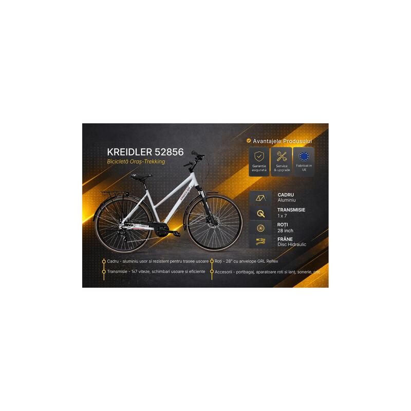 Bicicleta Trekking Kreidler 52856 - 28 inch, M, Gri