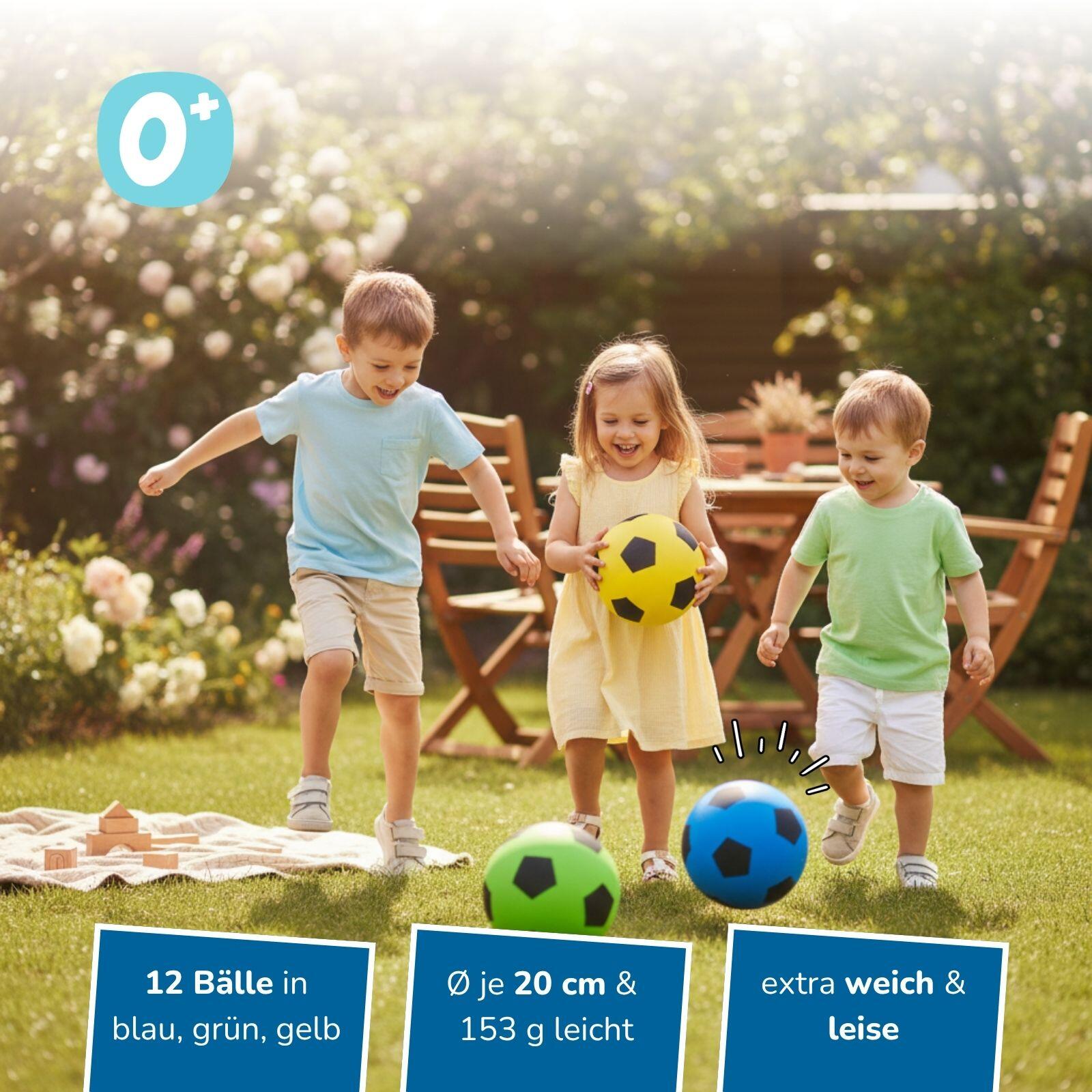 12 Schaumstoffbälle für Kinder im bunten Set Ø 20 cm, indoor & outdoor 2/7
