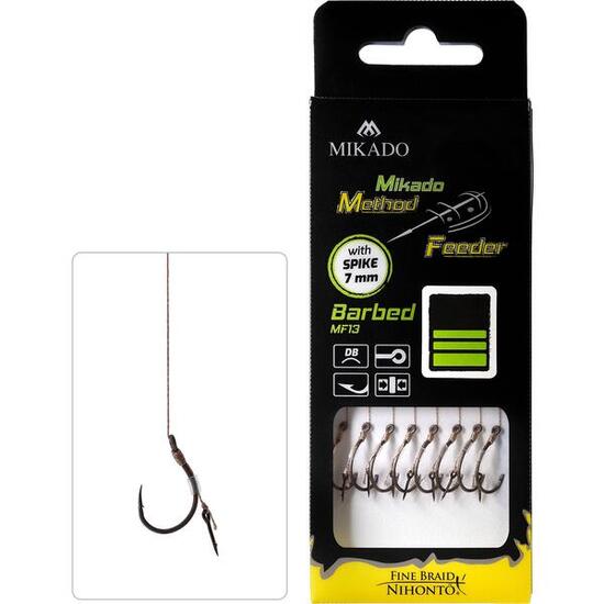 Pêche au Feeder Bas de Ligne avec Aiguille Hameçon N° 8 avec Ardillon 10 cm 8 pc
