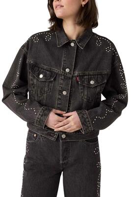Jas - sportkleding - dames - met studs, relaxed - zwart