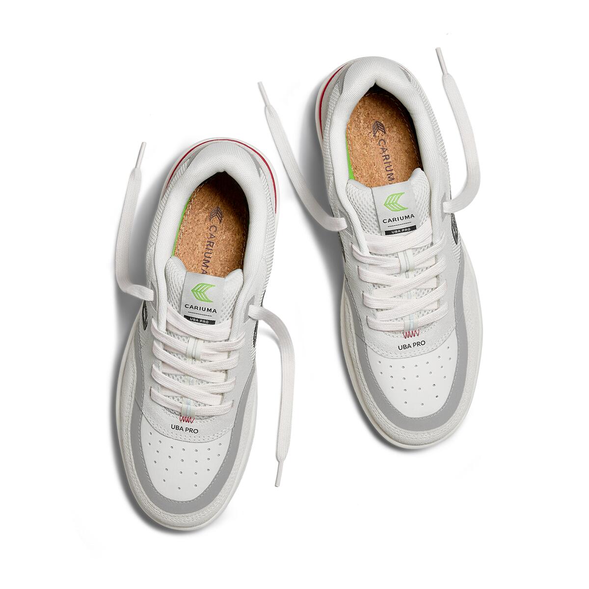 Buty Cariuma Uba Pro Smoke White Suede Off-White Mesh Black Logo Red 5/6
