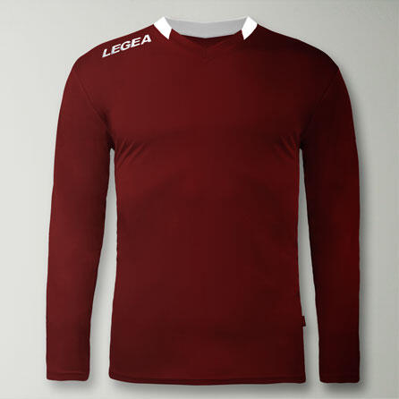 Homme Football Maillot Monaco ML Manches Longues Grenat-Blanc 2/4