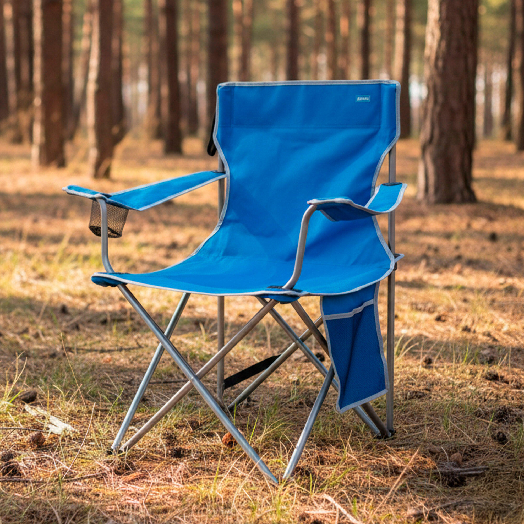 Aktive Set di 2 sedie da spiaggia pieghevoli 44x40x72 cm blu con manico