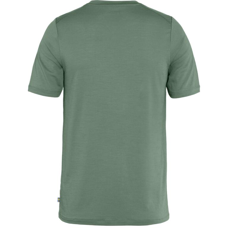 FJALLRAVEN Koszulka męska ABISKO WOOL LOGO SS M Patina Green-L 2/5