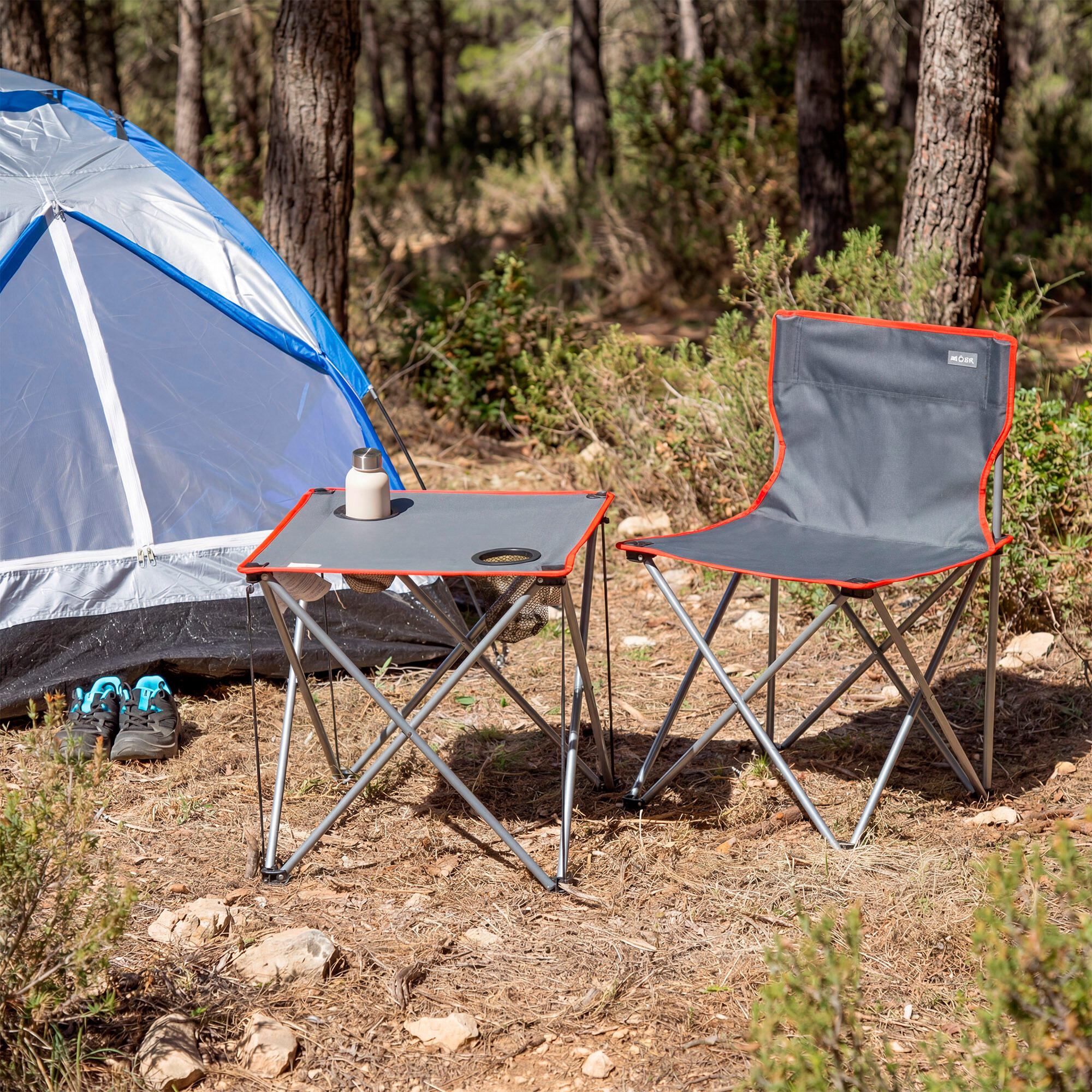 Aktive - Ensemble table et 2 chaises de camping pliantes gris 46x46x46 cm 7/7