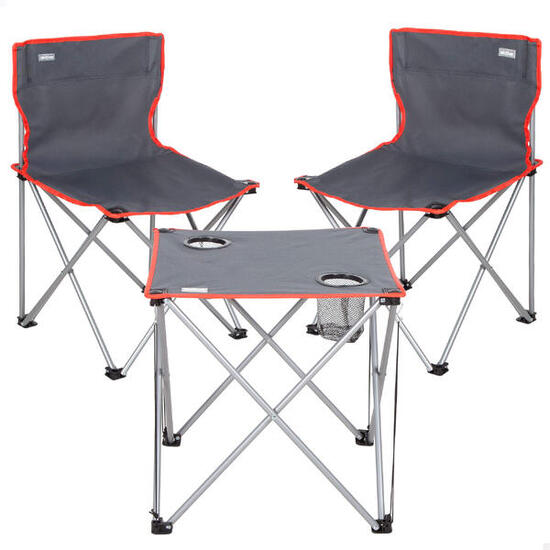 Aktive - Ensemble table et 2 chaises de camping pliantes gris 46x46x46 cm