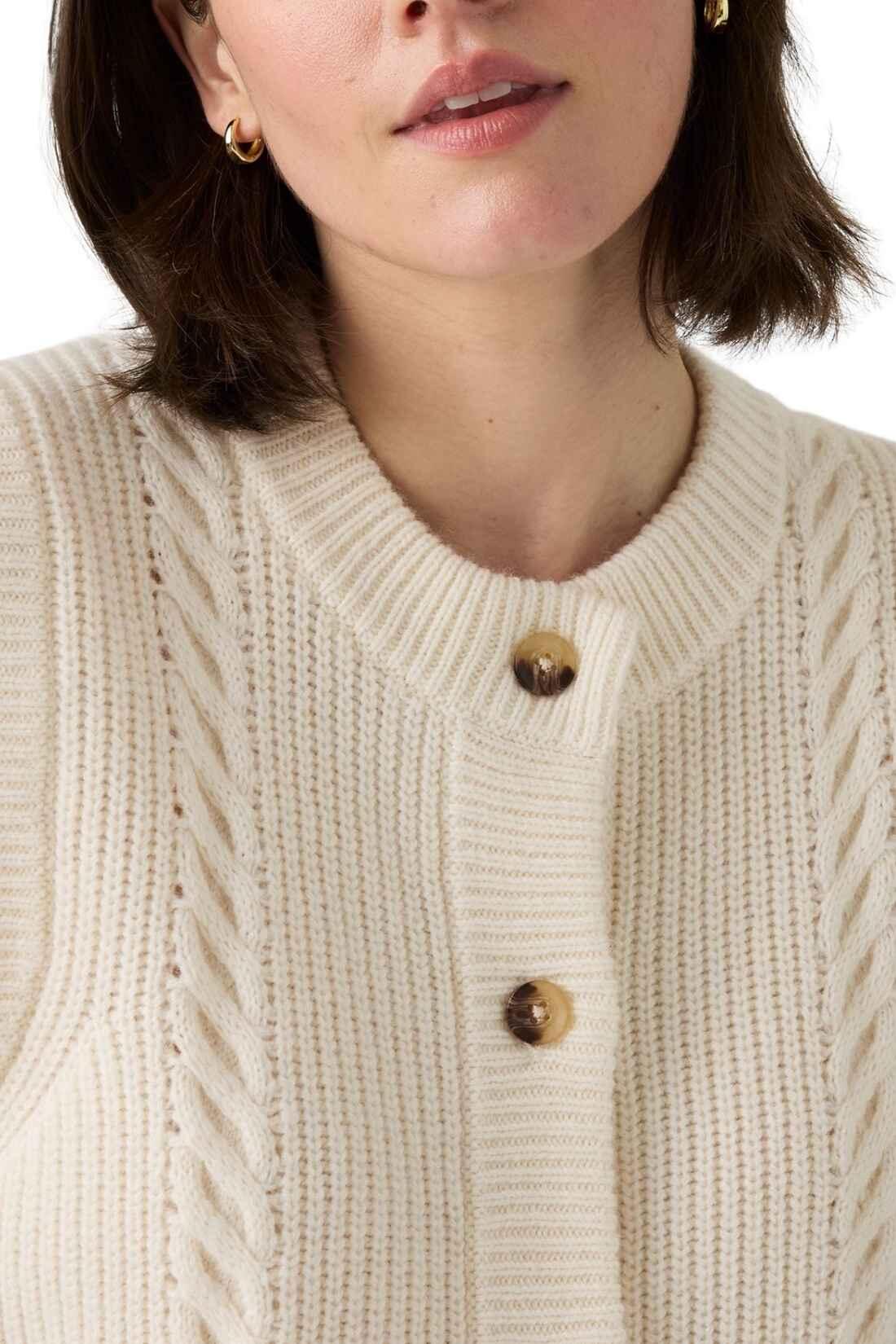 Cardigan smanicato donna a trecce Ines 3/4