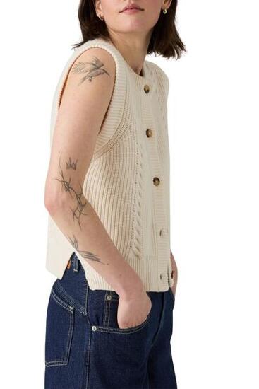 Cardigan smanicato donna a trecce Ines