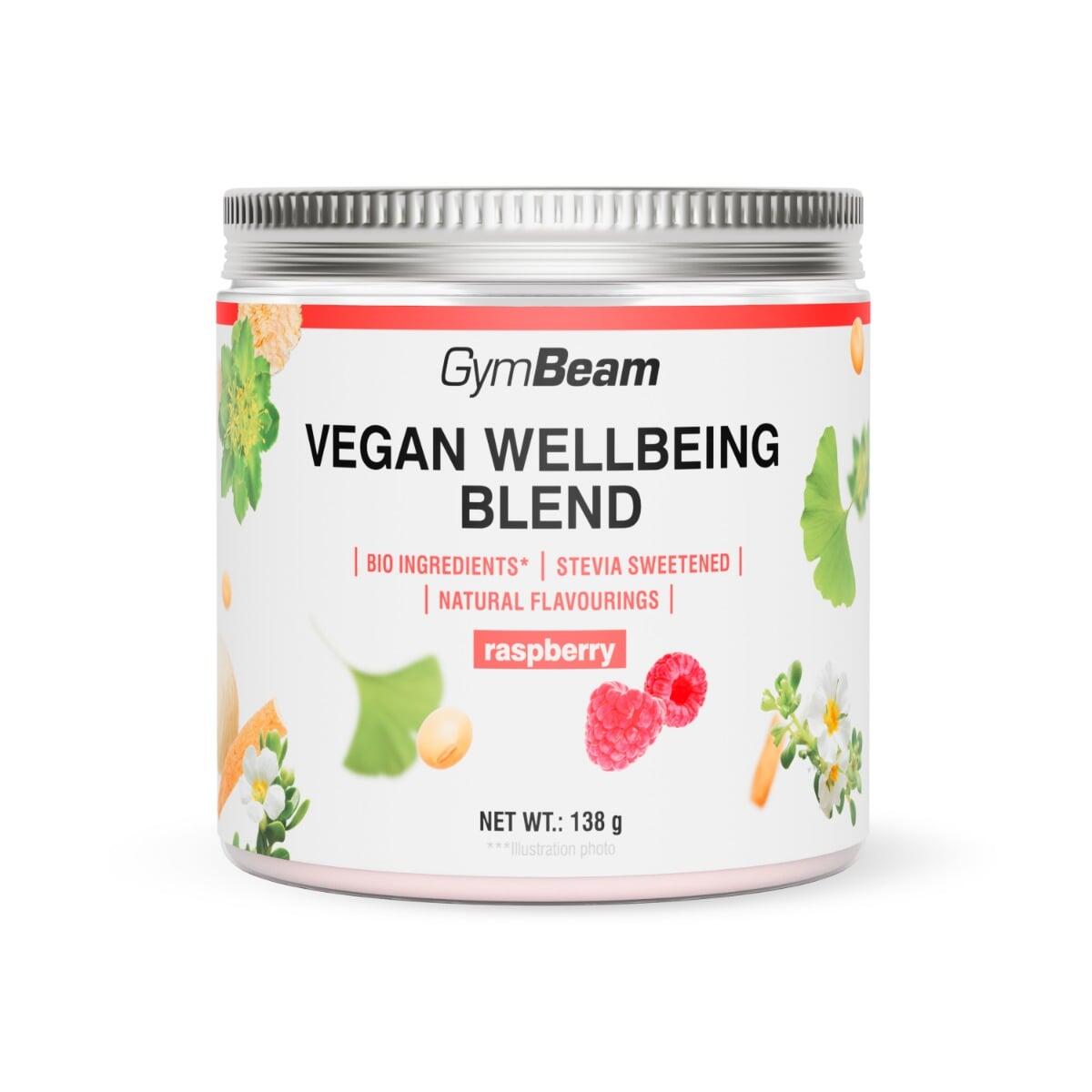 GYMBEAM Rostlinný komplex Vegan Wellbeing Blend prášek malina 138 g