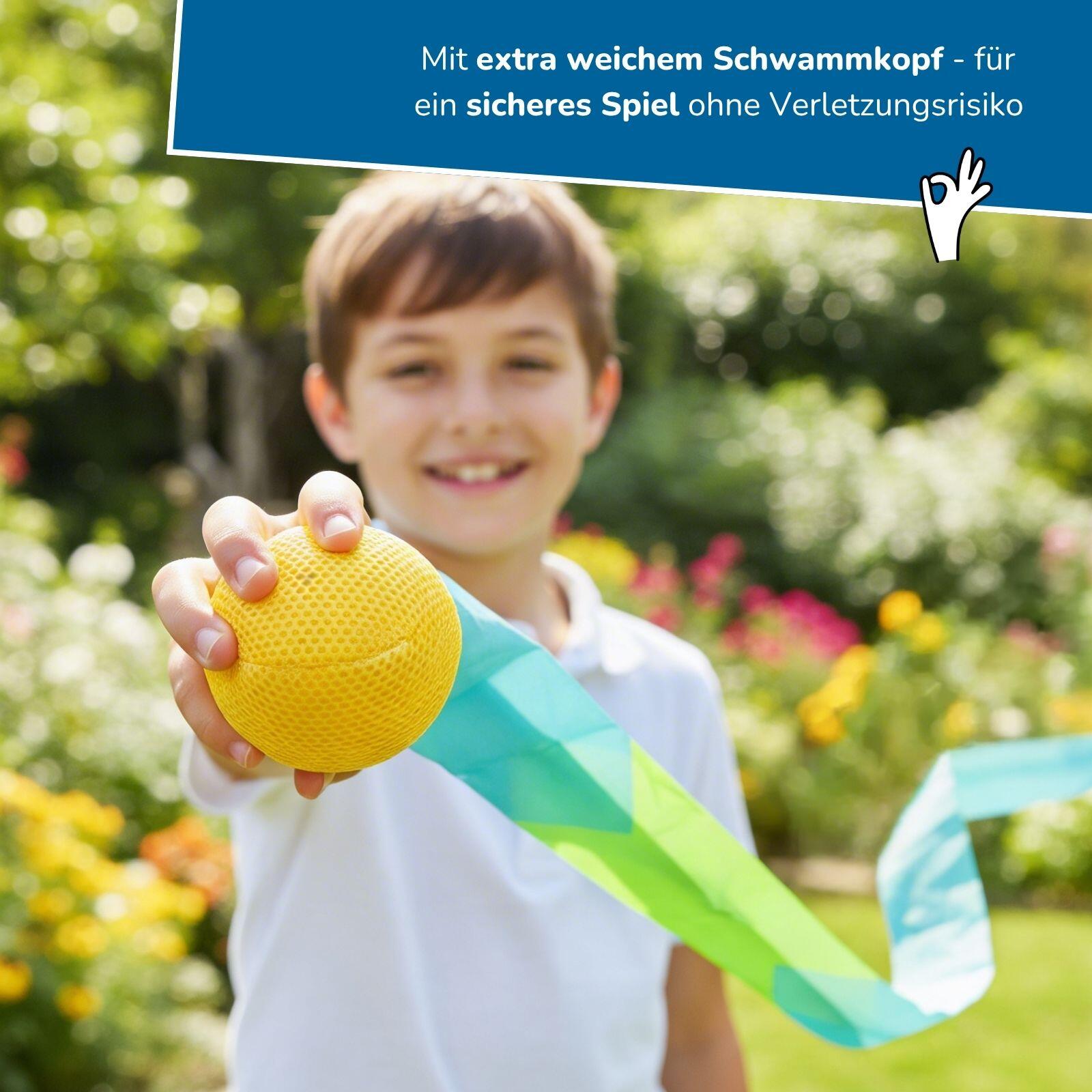 4er Set Schweifbälle, extra weichem Kopf, 95 cm lange Fahne, Wurfspiel für Kinde 4/6