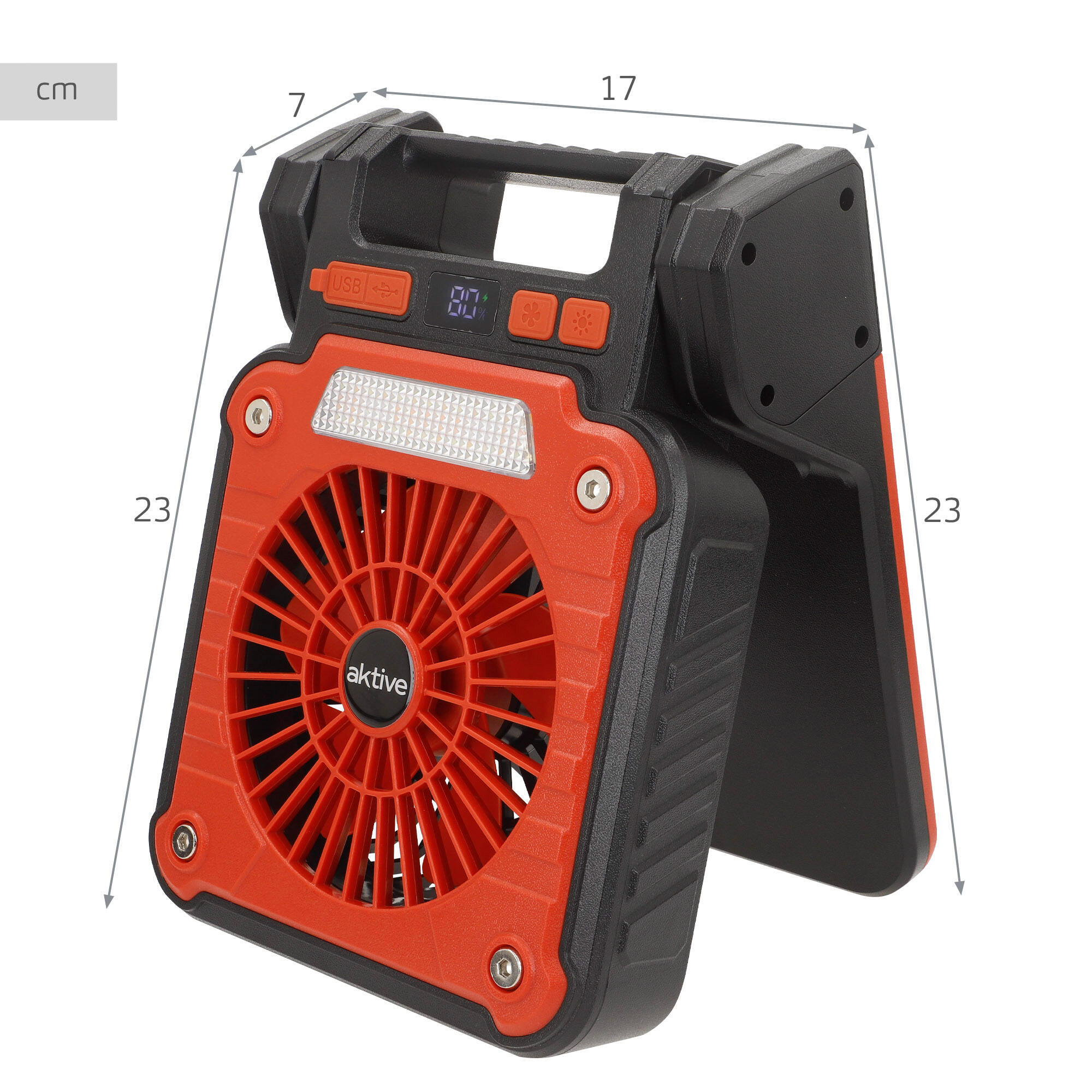 Lampe LED 3 en 1 avec ventilateur, batterie externe et câble USB 4/7