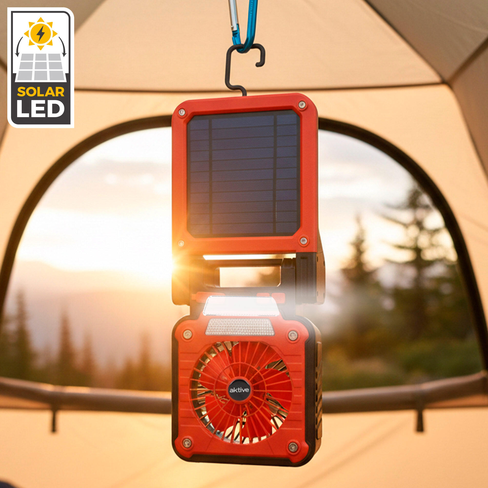Lampe LED 3 en 1 avec ventilateur, batterie externe et câble USB 6/7