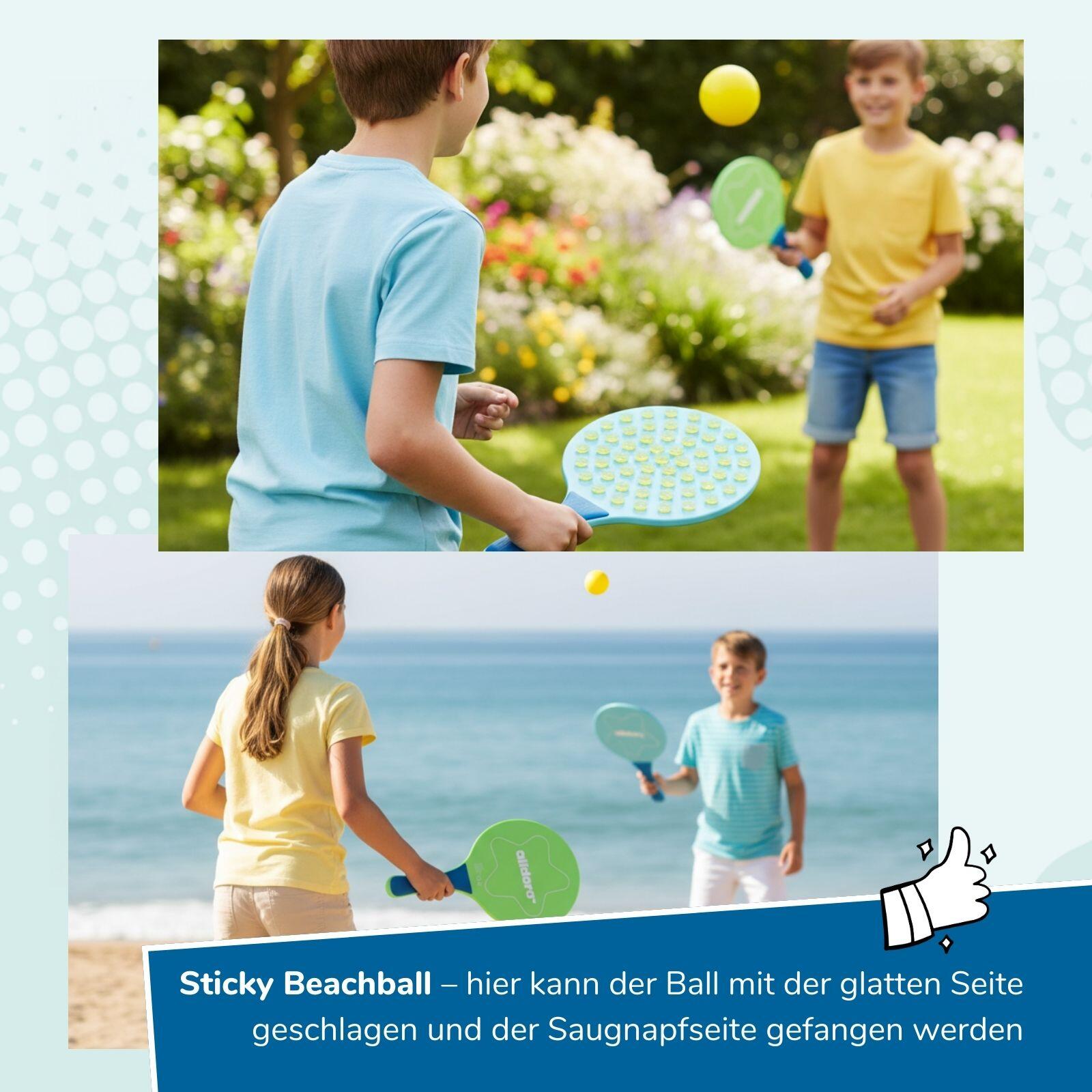 3-in-1 XXL Outdoor Spielset Beachball, Federball & Soft-Tennis für Kinder 5/7