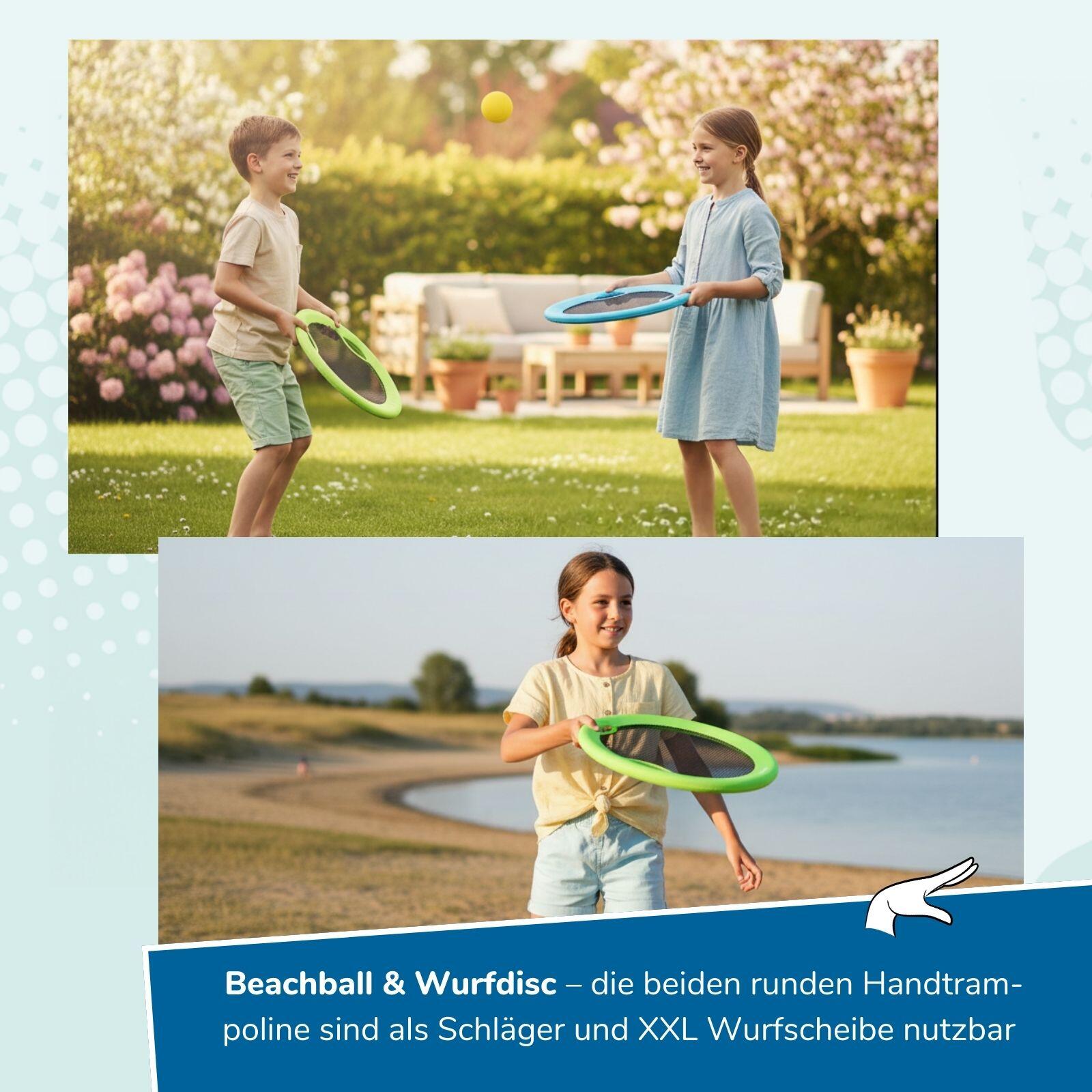 3-in-1 XXL Outdoor Spielset Beachball, Federball & Soft-Tennis für Kinder 4/7