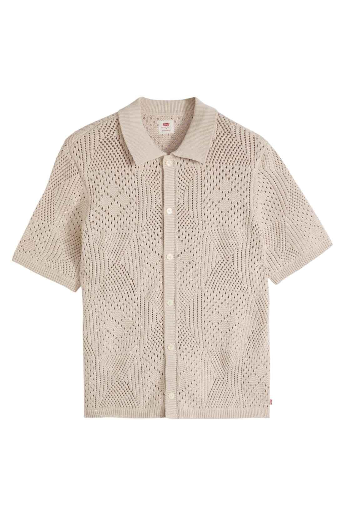 Camicia uomo in maglia uncinetto pointelle 4/4