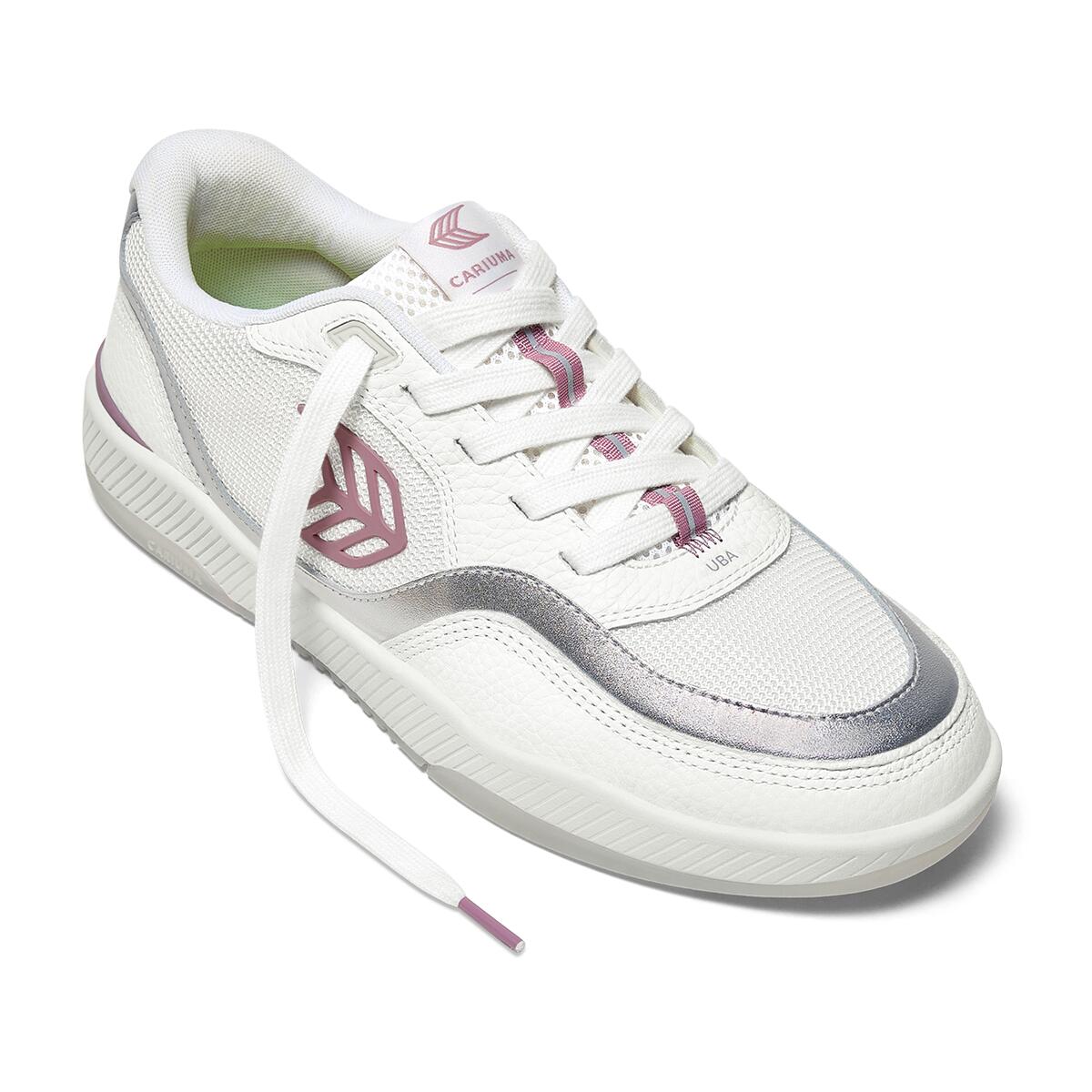 Sneakersy Cariuma Uba White Leather and Suede Blush Pink Logo 3/7