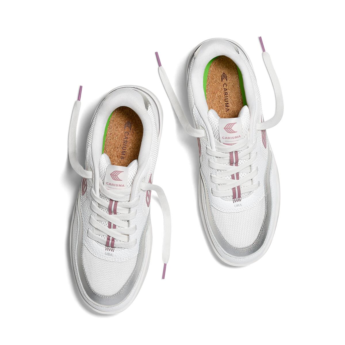 Sneakersy Cariuma Uba White Leather and Suede Blush Pink Logo 6/7